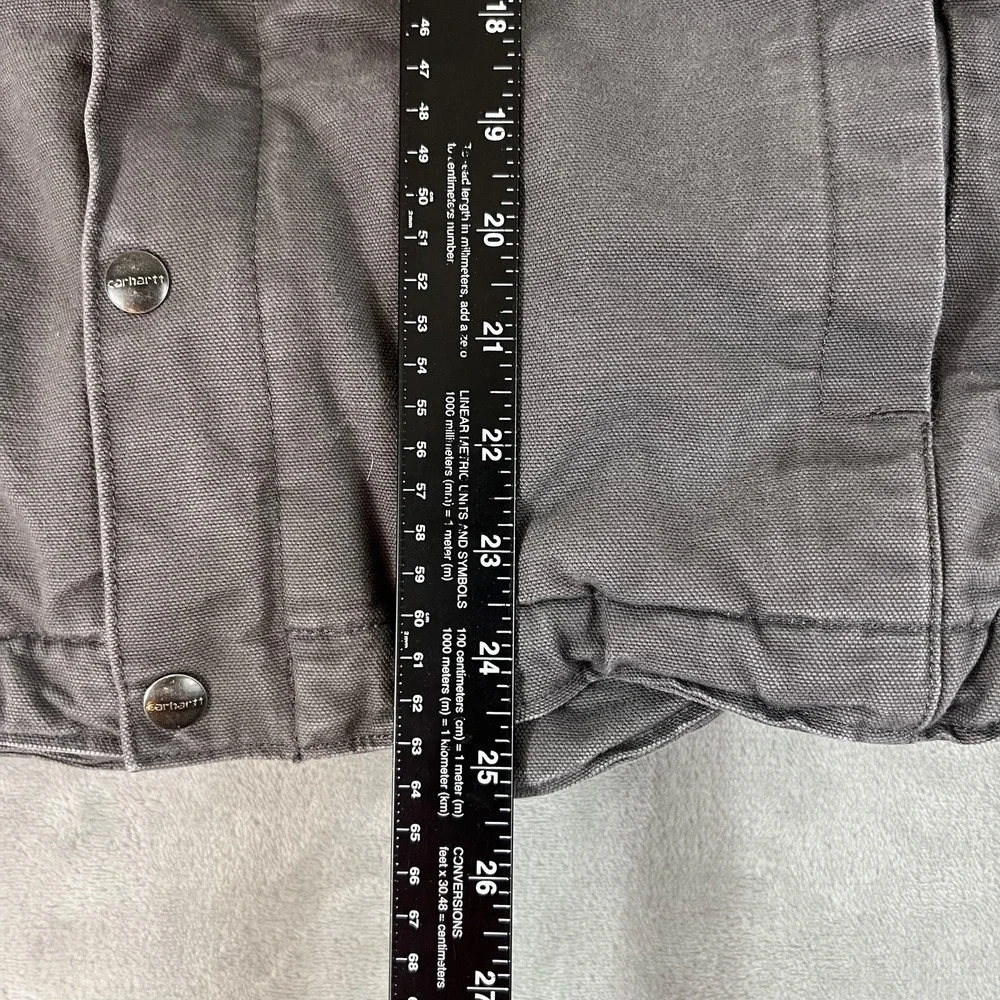 Carhartt Jacket Mens Medium Gray Hooded Sherpa Lined Full Zip Relaxed OJ3826-M - Picture 5 of 13